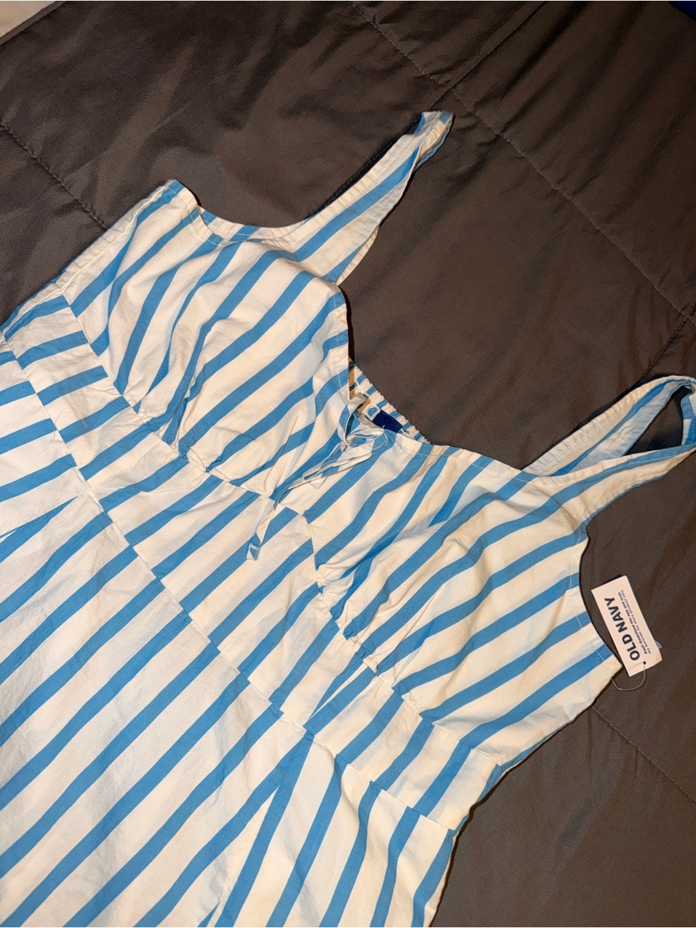 Old Navy Blue and White Striped Mini Sundress - Picture 2 of 4
